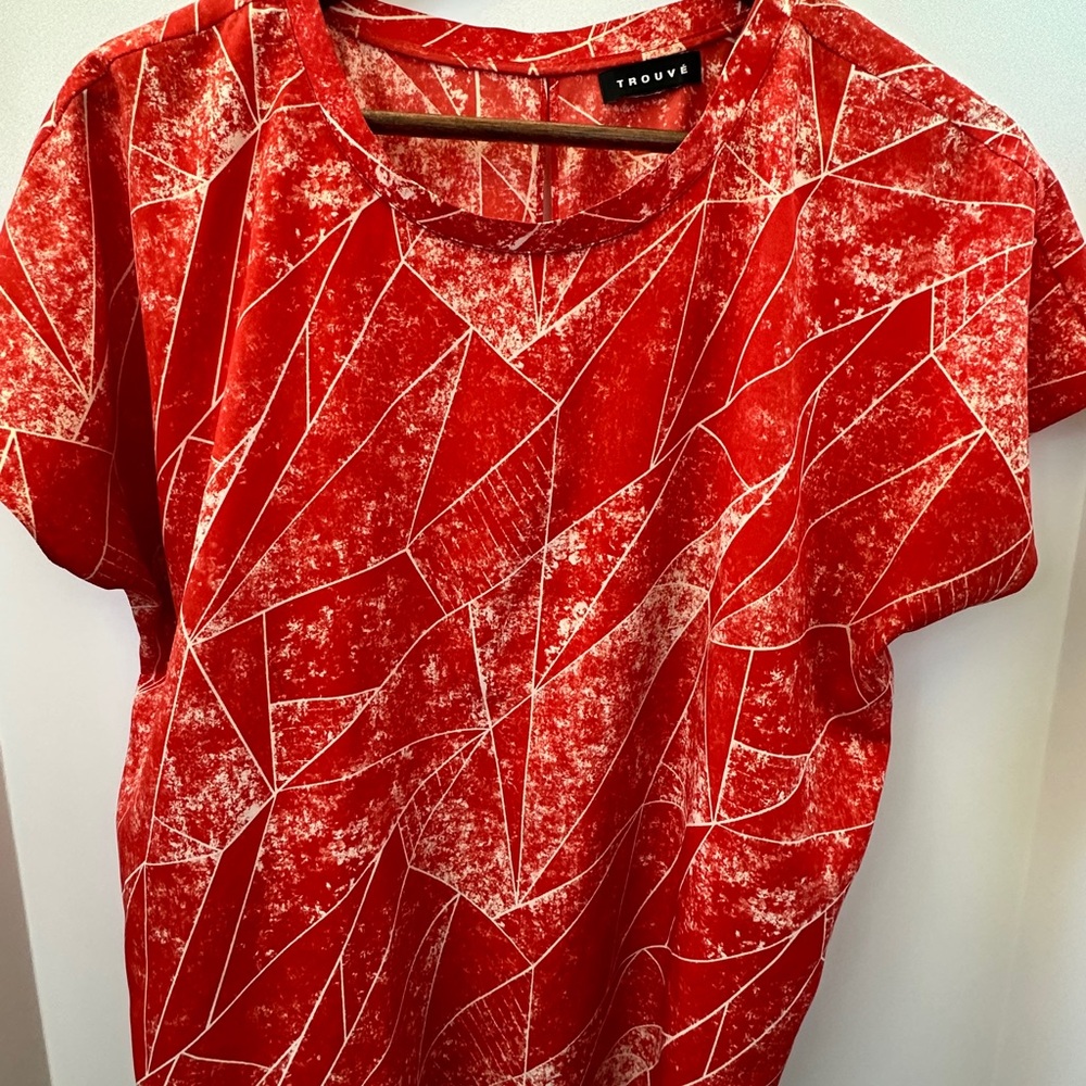 Trouve Red and White Blouse